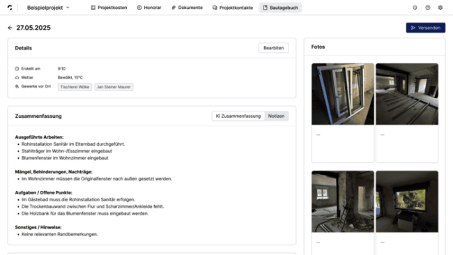 KI-Bautagebuch via WhatsApp von der Baustelle © Compa