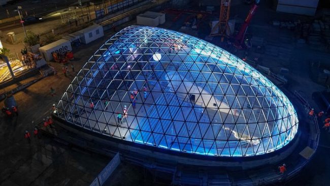 Höchste Ingenieurskunst von seele: Die filigrane Gitterschale verbindet architektonische Leichtigkeit mit maximaler statischer Sicherheit. © DB Projekt Stuttgart–Ulm GmbH