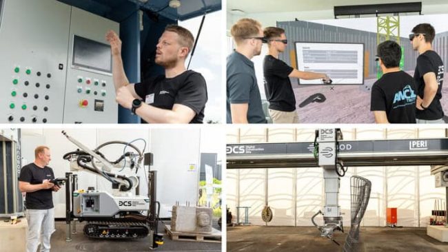 Bei der Eröffnung der Digital Construcion Site vorgestellt: automatisierte Betonmischanlage (o.l.)